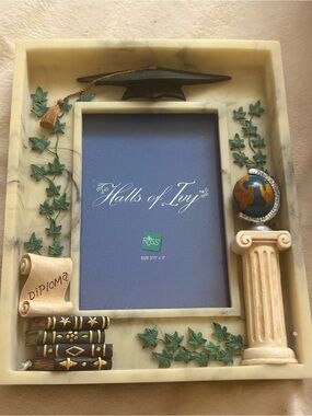 Vintage Russ Berrie Halls of Ivy Handpainted Graduation Shadowbox Frame 3.5x5